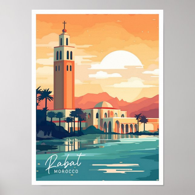 Rabat Marokko Reiseantritt Illustration Poster (Vorne)