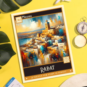 Rabat, Marokko   Vintage-Gemälde Postkarte