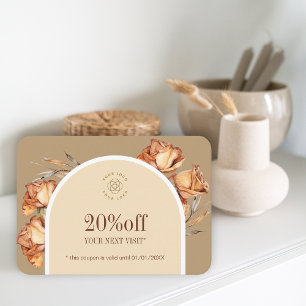 Rabatt auf den Gutschein für die Retro-Rose des be Visitenkarte