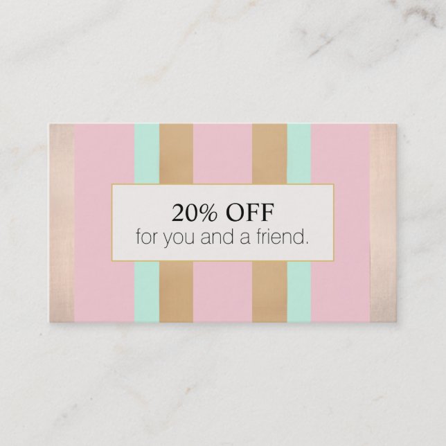 Rabatt auf die Anrufung des Salons in Rosa-Rose Empfehlungskarte (Vorderseite)