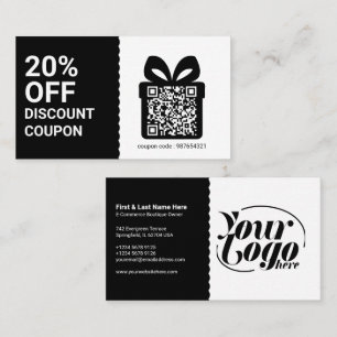 Rabatt-Coupon QR-Code Schwarzmarketing Visitenkarte
