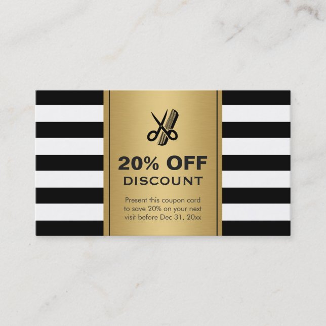 Rabatt Gutschein Friseur Salon Gold Black Scheren (Vorderseite)