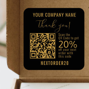 Rabatt Gutschein QR Code Business Gold Vielen Dank Quadratischer Aufkleber