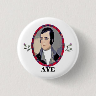 Rabbie Burns Tartan Aye Pinback Button