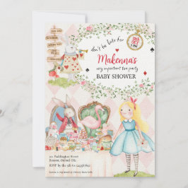 Rabbit Alice Adeventures in Wonderland Baby Shower Einladung