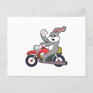 Rabbit als Biker mit Motorrad.PNG Postkarte