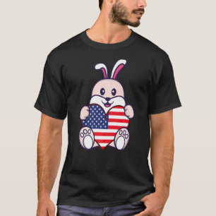Rabbit American Flag USA Amerika Patriotic T-Shirt