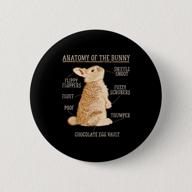 Rabbit Anatomy Bunny Lover Animal Pet Owner  Button (Vorderseite)