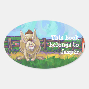 Rabbit Animal Parade schreibt Sachen Ovaler Aufkleber