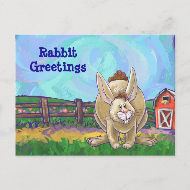 Rabbit Animal Parade schreibt Sachen Postkarte (Vorderseite)