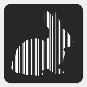 RABBIT BAR CODE Bunny Hare Barcode Muster Quadratischer Aufkleber
