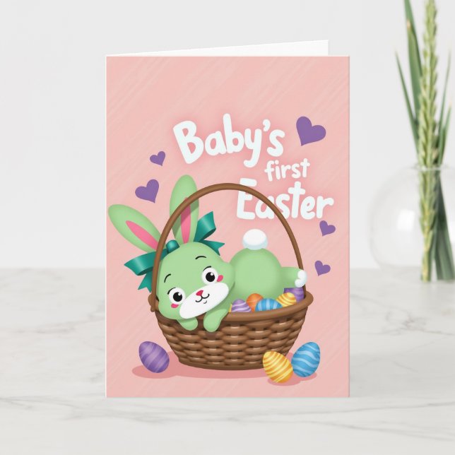 Rabbit Basket Celebration Card Karte (Vorderseite)