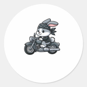 Rabbit Biker Pet Funny Motorrad Runder Aufkleber
