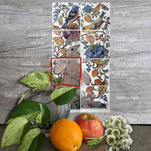 Rabbit Bird Jacobobohne Floral Tile Mural 8pc L Ze Fliese