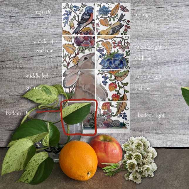 Rabbit Bird Jacobobohne Florentiner Tile Mural 8pc Fliese (Von Creator hochgeladen)