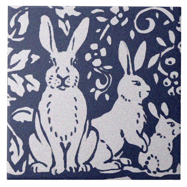 Rabbit Blue Gray Granite Stone Woodland Fliese (Vorderseite)