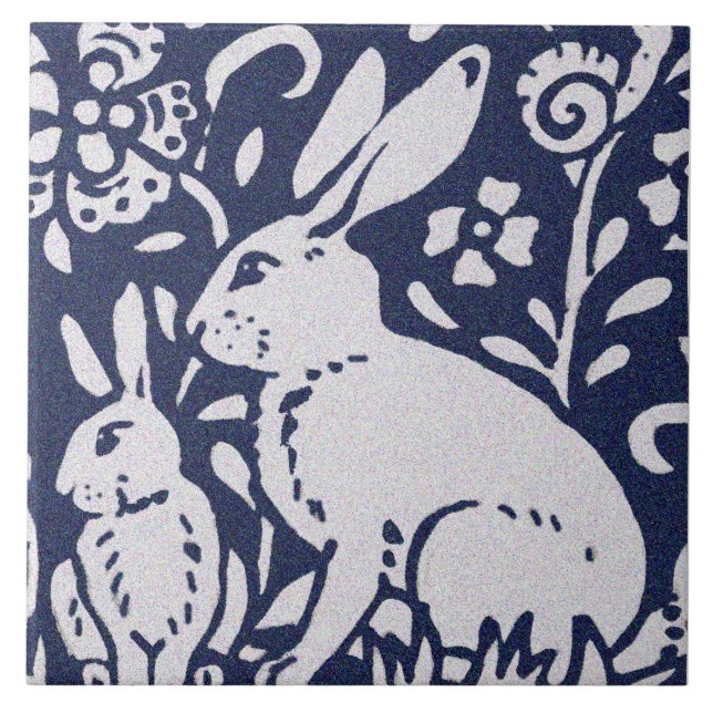 Rabbit Blue Gray Granite Stone Woodland Fliese (Vorderseite)