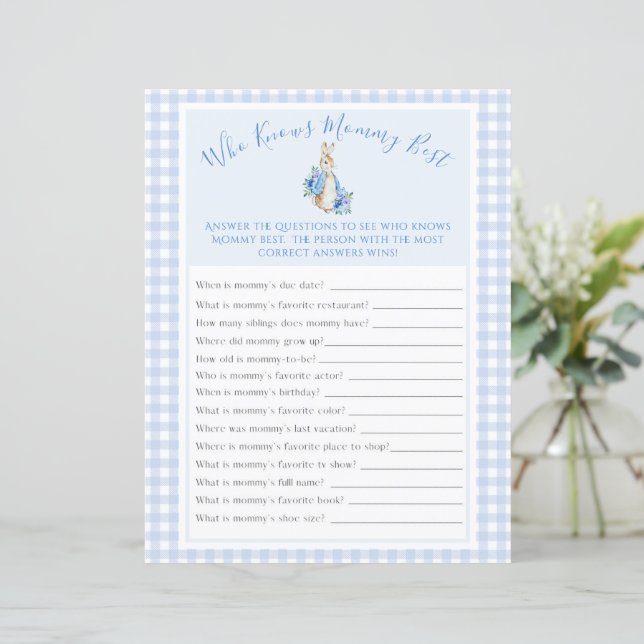 Rabbit Blue Watercolor Baby Showspiel (Stehend Vorderseite)