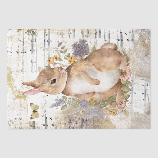 Rabbit Blume Butterfly Music Gold Entdeckungsreise Seidenpapier (Vorderseite)