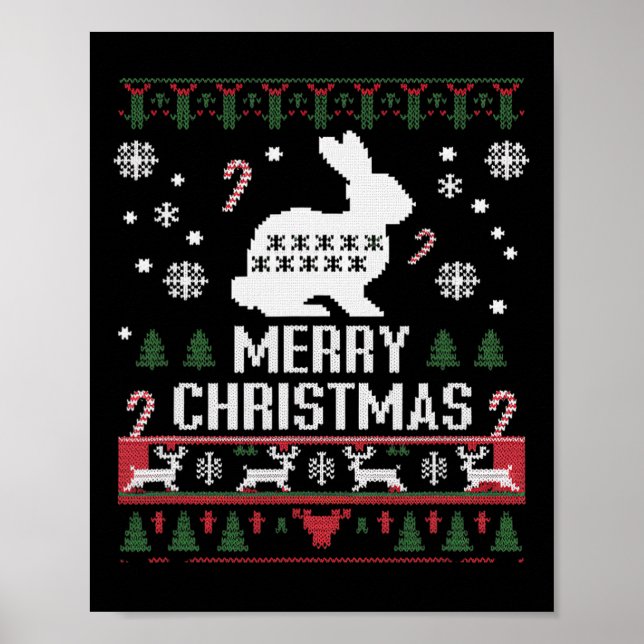 Rabbit Bunny Ugge Zu Weihnachten Poster (Vorne)
