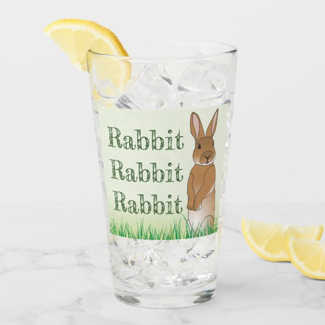 Rabbit Bunny Viel Glück Typografie Grüne Ostergebu Glas (Vorderseite Ice)