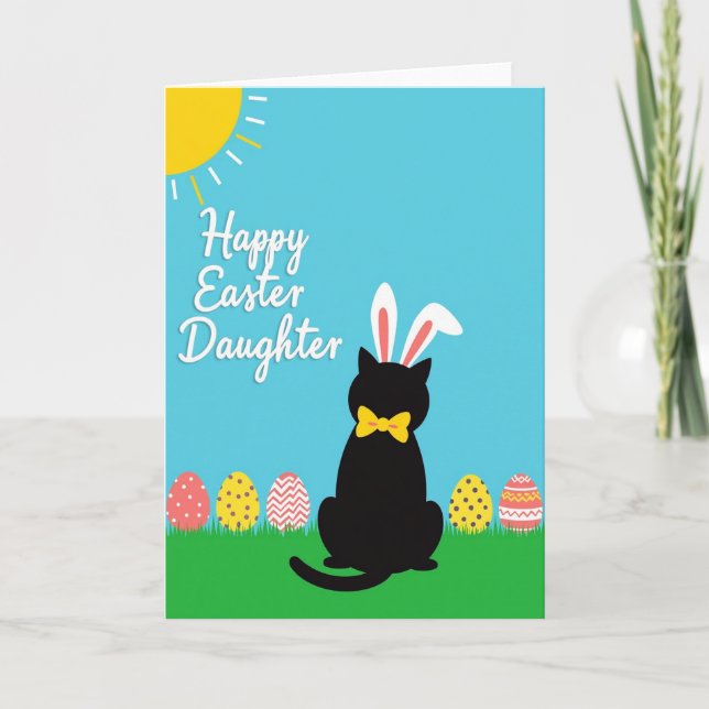 Rabbit Cat Easter Pattern Card Karte (Vorderseite)
