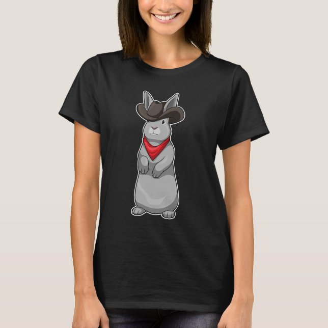 Rabbit Cowboy Cowboy-Hut T-Shirt (Vorderseite)