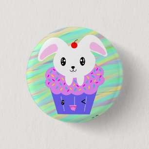Rabbit Cupcake Niedlich Kawaii Pastel Rainbow Button
