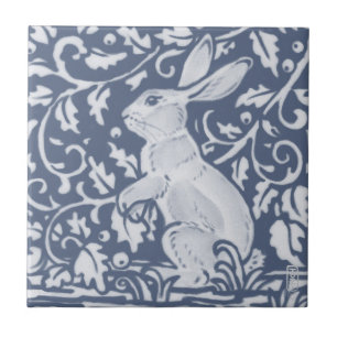 Rabbit Denim Blue White Botanical Dedham Delft  Fliese