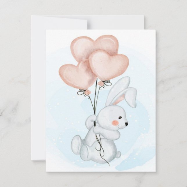 Rabbit Design Wird Cute Bunny Wird Kid Birthday Einladung (Vorderseite)