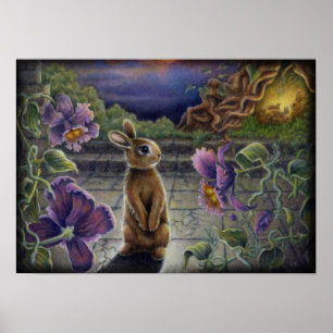 Rabbit Dreams Fantasy Blume Bunny Painting Poster