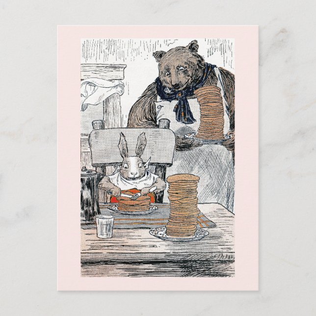 Rabbit Eating Pancake Frühstück Postkarte (Vorderseite)