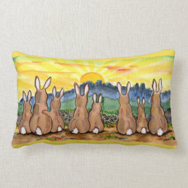 Rabbit Family Sunrise Upbeat Designer Throw Kissen