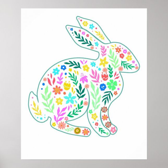 rabbit flower, retro, vintage poster (Vorne)
