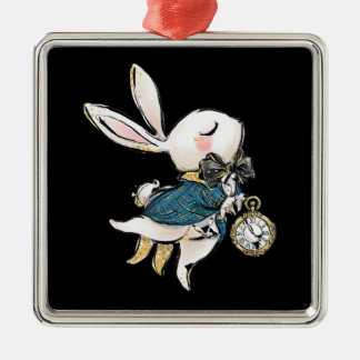 Rabbit-Geschenk | Alice im Wunderland Weißes Kanin Ornament Aus Metall