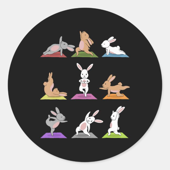 Rabbit-Geschenk | Sonniges Yoga In Yoga Posen Spor Runder Aufkleber (Vorderseite)