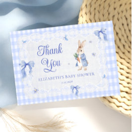 Rabbit Gingham Bunny Baby Shower Thank You Card Karte