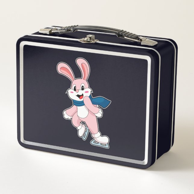 Rabbit Ice Skaten Ice Skate Metall Brotdose (Vorderseite)