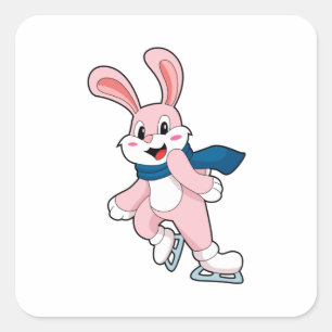 Rabbit Ice Skaten Ice Skate Quadratischer Aufkleber