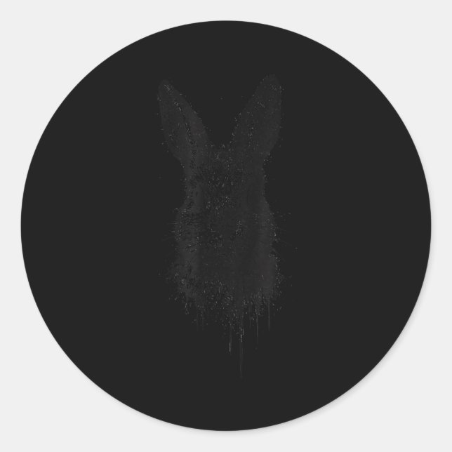 Rabbit Ink Art Nge Edgy Forest Wildlife Rtrait Bun Runder Aufkleber (Vorderseite)