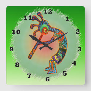 Rabbit Kokopelli Quadratische Wanduhr