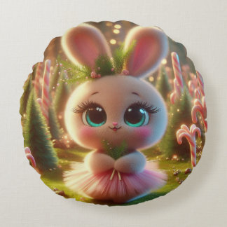 Rabbit Lady Rundes Kissen