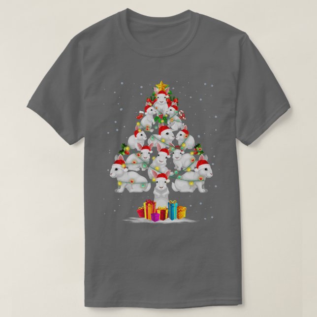 Rabbit Liebe Weihnachtsbaum Light Hat Snow Santa X T-Shirt (Design vorne)