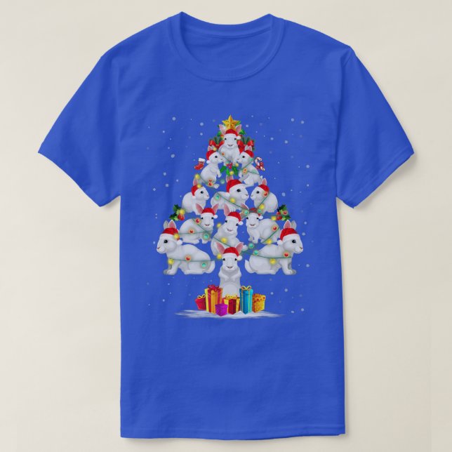 Rabbit Liebe Weihnachtsbaum Light Hat Snow Santa X T-Shirt (Design vorne)
