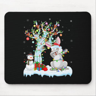 Rabbit Lights Xmas Tree Funny Dabbing Rabbit Chris Mousepad
