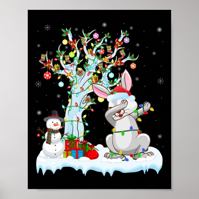 Rabbit Lights Xmas Tree Funny Dabbing Rabbit Chris Poster (Vorne)