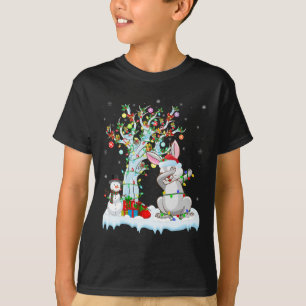Rabbit Lights Xmas Tree Funny Dabbing Rabbit Chris T-Shirt