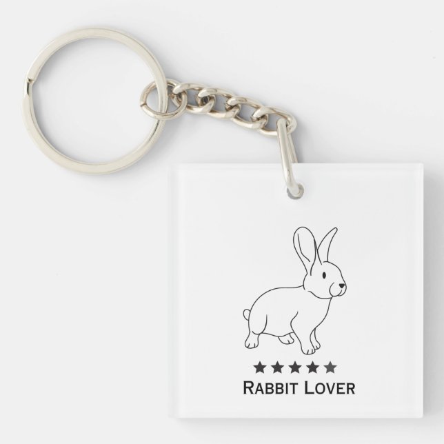 Rabbit Lover, einfaches Design Schlüsselanhänger (Vorderseite)