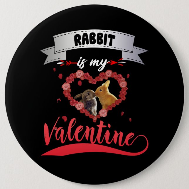 Rabbit Lover | Kaninchen ist mein Valentine Button (Vorderseite)