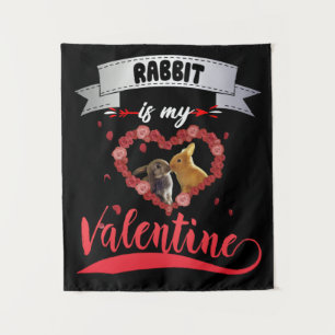 Rabbit Lover   Kaninchen ist mein Valentine Wandteppich